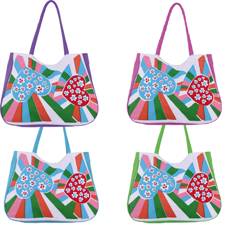 Beach Bag with Heart Design – 4 Colors