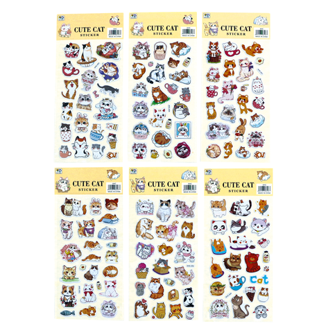 “Cute Cat” Stickers – 6 Designs (22x10cm) 