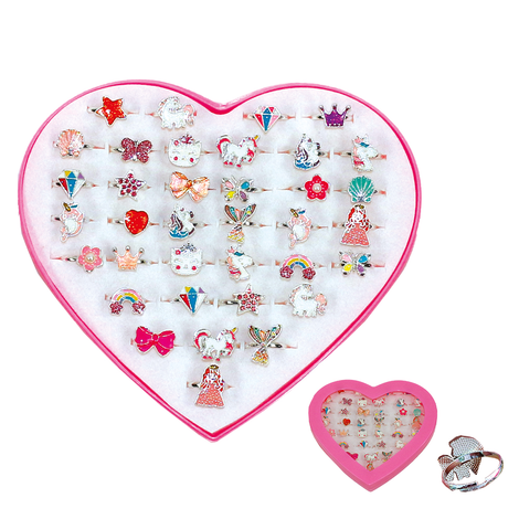 Children’s Rings in Heart Box – Set of 36 Pieces