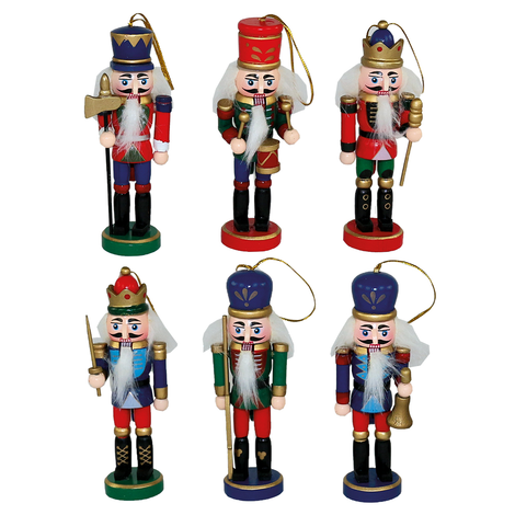 Wooden Nutcracker in 6 Designs – Height 13cm (Pack of 6 Pieces)