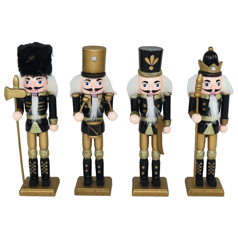 Wooden Nutcracker in 4 Designs – Height 18cm (Pack of 4 Pieces)