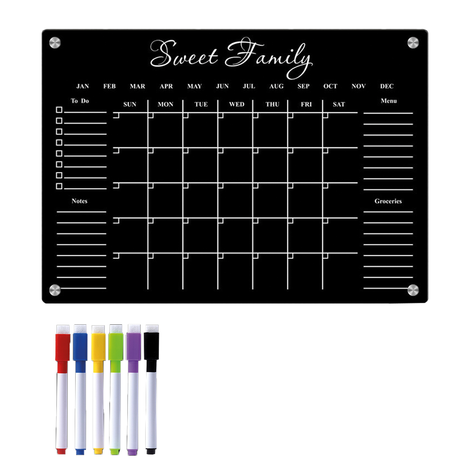 Magnetic Organizer Board Black with 6 Markers – 30x21cm