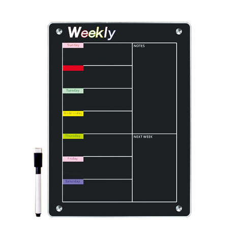 Transparent Magnetic Weekly Planner Board with 1 Marker – 30x20cm