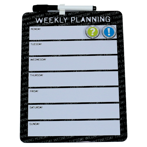 Black Magnetic Organizer Board with 1 Marker and 2 Magnets – 28x22cm