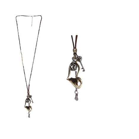 Women’s Necklace with Metal Heart, Crown & Key – Pack of 6 Pieces