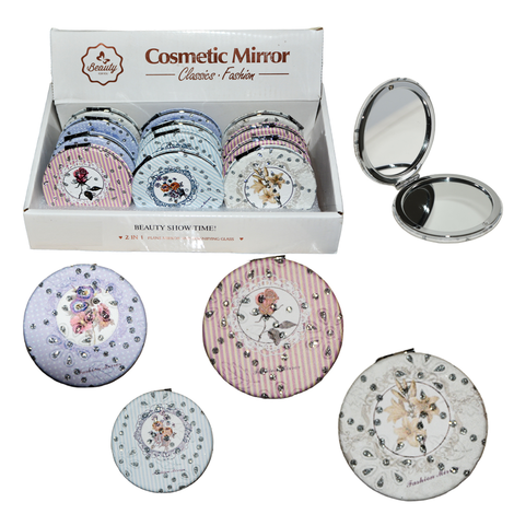 Compact Mirrors in 4 Designs – Pack of 12 Pieces 