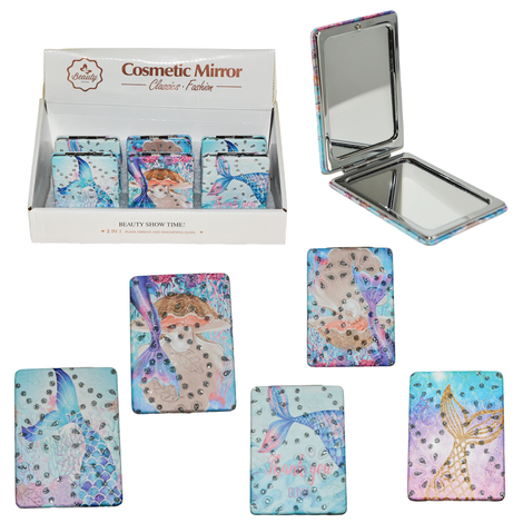 Compact Mirrors in 4 Designs – Pack of 12 Pieces
