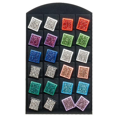 Square Rhinestone Earrings – Assorted Colors