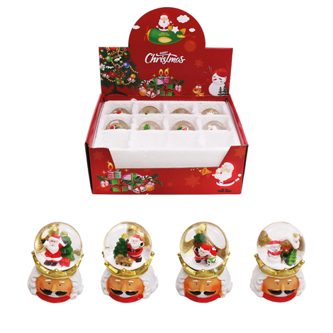 Santa Snow Globe – 4 Designs, Pack of 12, 7cm