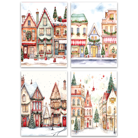 Christmas greeting cards with envelope in 4 designs – 17x12cm
