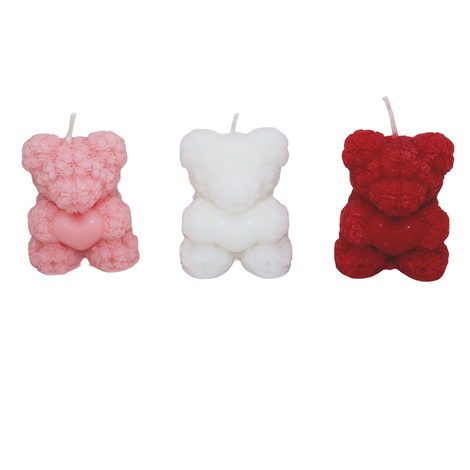 Soy Scented Candle bear shape, 3 colors – 3 fragrances, 7.5cm