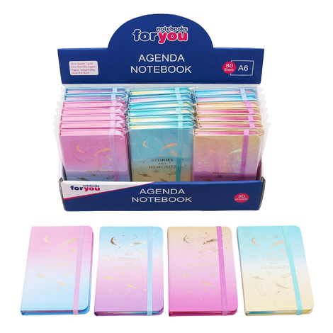 Notebook in 4 Designs – A5 (21x14cm) – Pack of 16 pieces