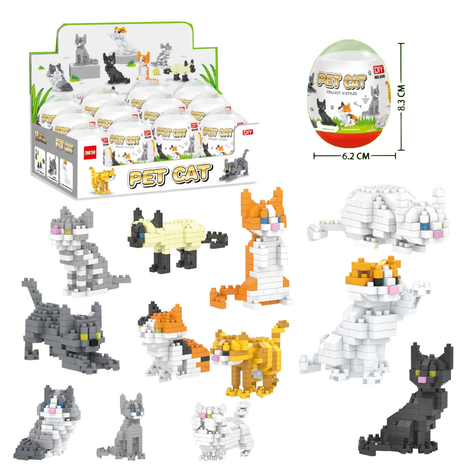 Cat Assembly Toy in Egg Capsule – Pack of 12 Pieces