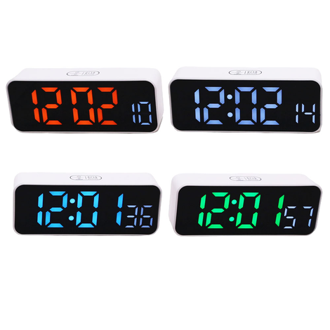 Digital Alarm Clock with Temperature & Date Display in 4 Colors – 2 Sizes