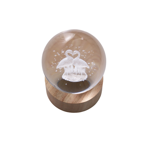 Engraved Globe with Light – Swans, 8cm Diameter