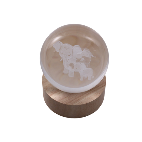 Engraved Globe with Light – Elephants, 8cm Diameter