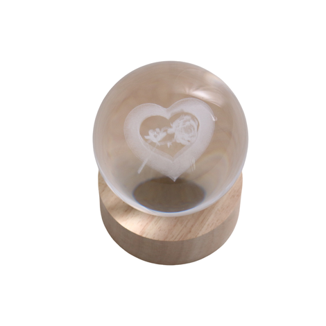 Engraved Globe with Light – Rose, 8cm Diameter