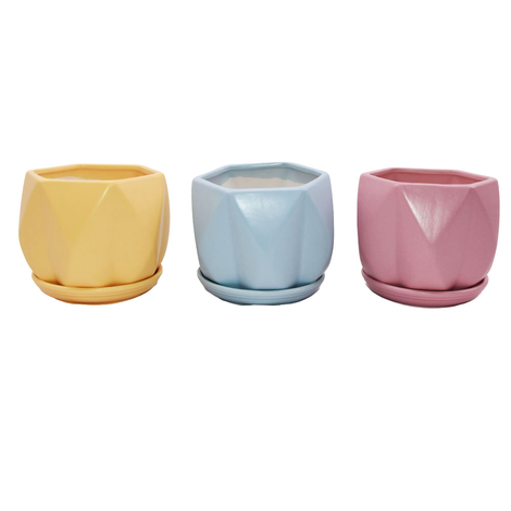 Ceramic Plant Pot in 3 Colors – 14x14x12cm (3pcs)