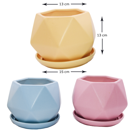 Κεραμικό Κασπώ σε 3 Χρώματα – 13x13x15cm (3τμχ)