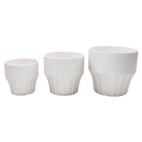 White Ceramic Plant Pot – Set of 3 (21x21x17.5cm / 17.5x17.5x15cm / 14x14x12.5cm)