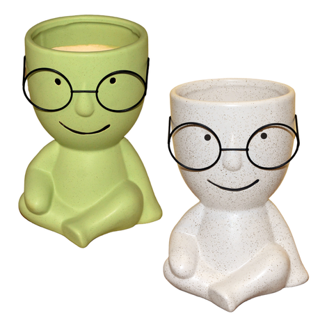 Human Figure Ceramic Flower Pot with Glasses – 22.5x16x16cm, 2 Colors