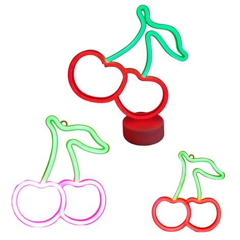 Φωτιστικό Neon Κεράσι με Βάση – 3 Χρώματα, 30x25cm (USB & Μπαταρία)