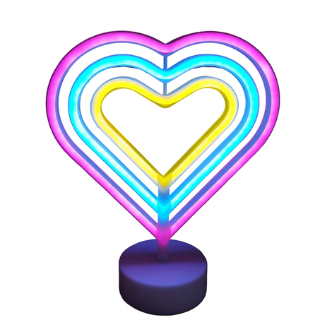 Φωτιστικό Neon Καρδιά με Βάση – 28cm (USB & Μπαταρία)