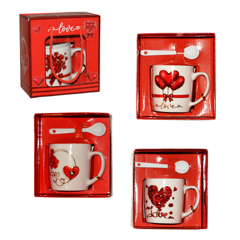 LOVE Mug Gift Set with Spoon – Romantic Design – 8×7 cm