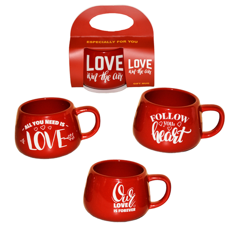 Red LOVE Ceramic Mug with Messages – Gift Packaging