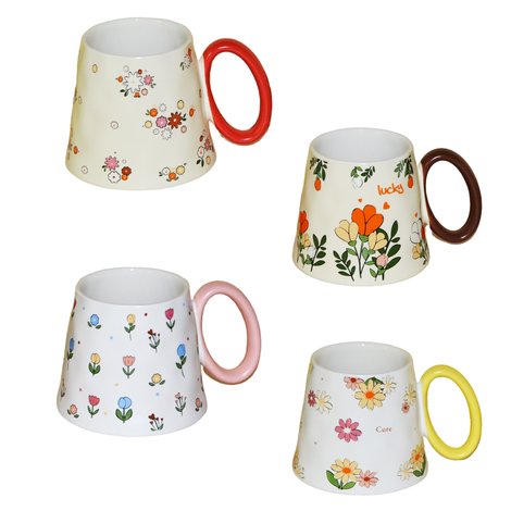 Ceramic Mug with Floral Designs – 300ml, 4 Designs 
