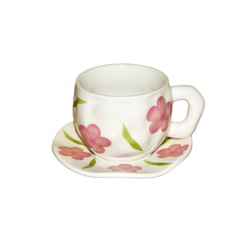Ceramic Cup with Floral Saucer – 300ml