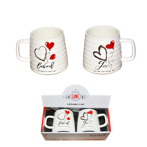 Set of 2 Ceramic Mugs Loved & Joy – 350ml