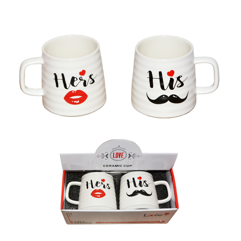 Set of 2 Ceramic Mugs His & Hers – 350ml 