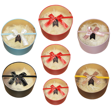 Round Gift Boxes with Bow – Set of 3 – 5 Colors