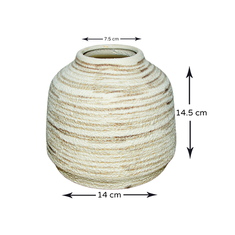 Textured Ceramic Vase Beige 14.5x7.5x14cm