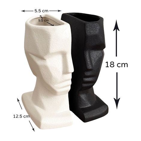 Vase Ceramic Face Set of 2 Pieces 18x9.5x12cm