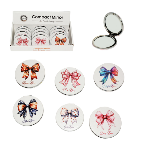Bow Design Compact Pocket Mirror 7cm