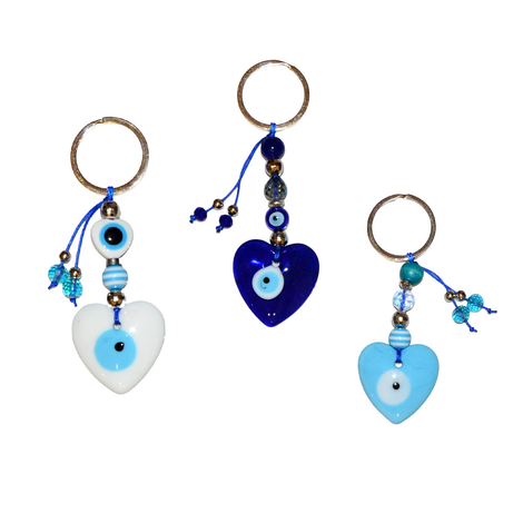 Heart Evil Eye Keychain with Beads 3.5cm