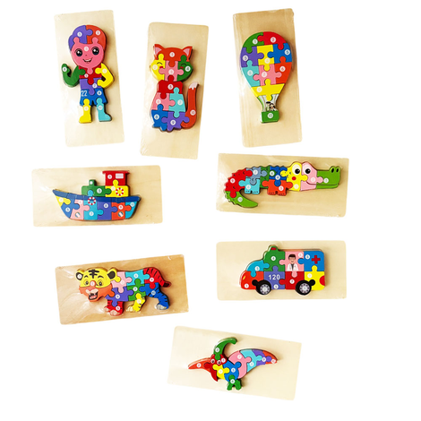 Wooden Children Learning Puzzle 22x10cm Assorted Designs