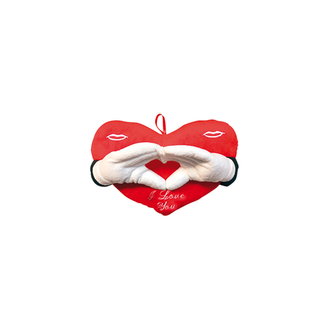 Heart-shaped pillow with hands forming a heart 35cm
