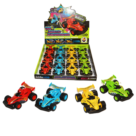 Pull Back Racing Car with Magnetic Detachable Head 11cm