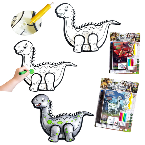 Inflatable Paint Your Own Dinosaur Balloon with Markers 2 Designs for Kids