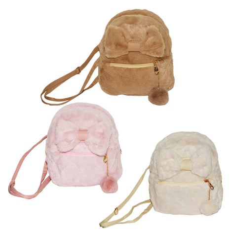 Furry Crossbody Bag with Bow – 20×22×7 cm