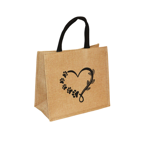 Fabric tote bag with heart print 34×30×17cm
