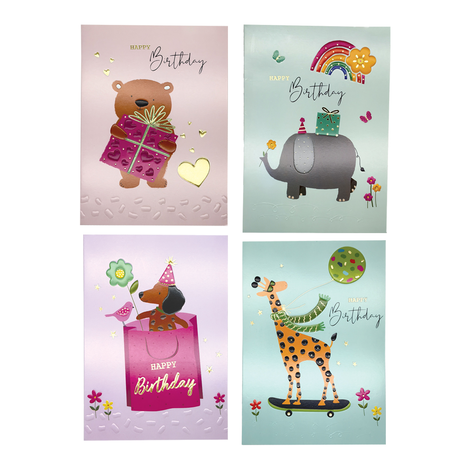 Kids Birthday Greeting Cards with Envelope Assorted Designs