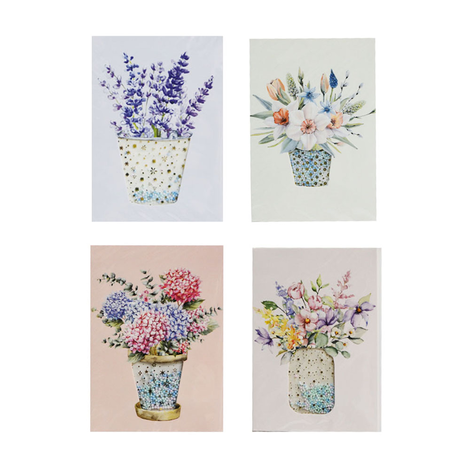 Ευχετήρια Κάρτα Floral με Υγρό Glitter Effect και Φάκελο 17x12cm για Δώρα & Ανθοπωλεία