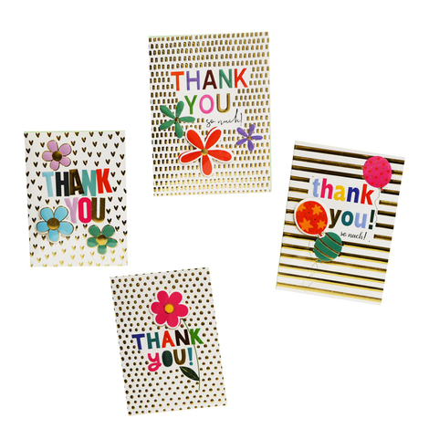 Premium Thank You Greeting Card with Envelope 18x13cm with Glitter & Foil Details