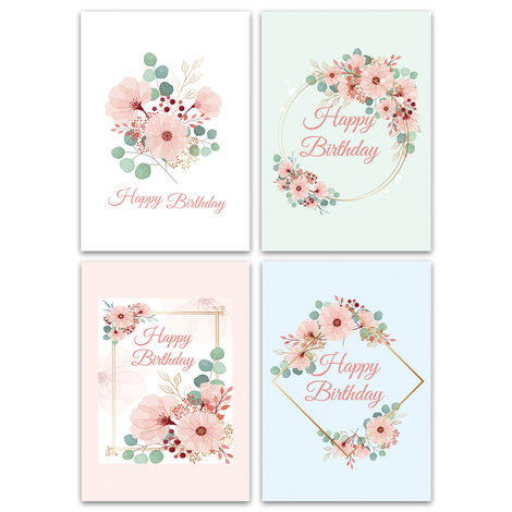 Elegant Floral Birthday Greeting Card with Envelope 18x13cm for Gifts & Florists