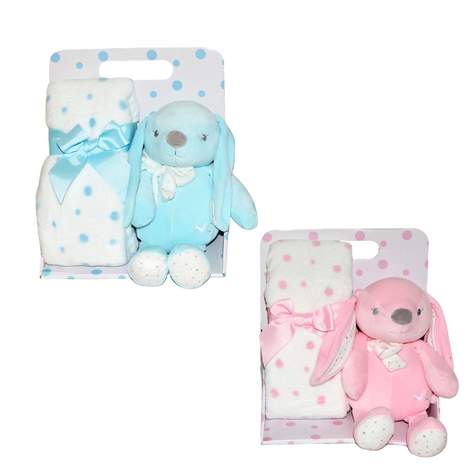 Σετ Baby Δώρου Λούτρινο Κουνελάκι 30cm & Κουβερτούλα 90x75cm