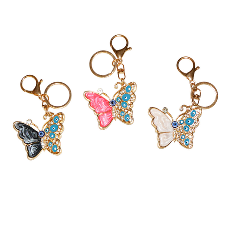 Butterfly Keychain with Rhinestones and Evil Eye
